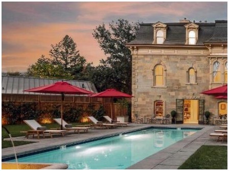After: view of the back yard and pool on the site of the former hospital annex